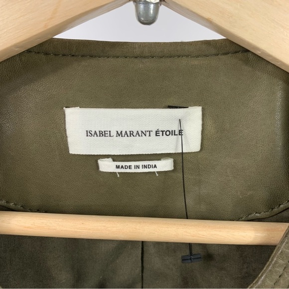 Isabel Marant Étoile Kady Quilted Lamb Leather Jacket Sand Cognac US4 Small - Picture 7 of 16